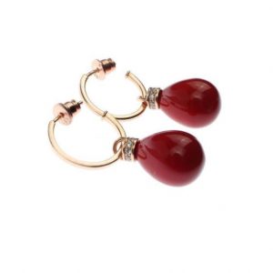 Hoop Coral 18k Yellow Gold Plated Silver Earring