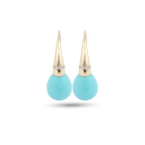 Swan Turquoise 18 Ayar Altın Kaplama Gümüş Küpe